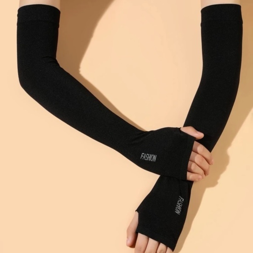 Black Fingerless Gloves Stretch - Picture 1 of 5